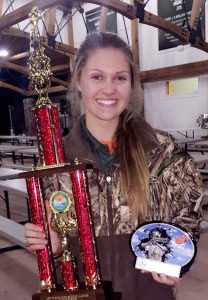 TANGIE McFEE of Dillon County shooting with Mid-Carolina 4-H qualifies with Ladies squad which took 1st Place in the Ladies Sr. Division.