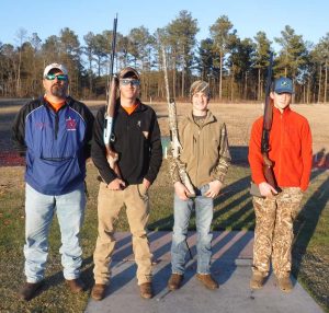 Dillon County 4-H Sr. Squad that gets to return for the State Championship: Coach Ashley Brumble, Shooters Walker Brumble, Daniel Camp, and Jackson Elrod (Not pictured) and Jacob Edwards who shot with the squad. (Contributed Photo)