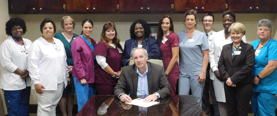 DILLON MAYOR Todd Davis met with McLeod Dillon Nurses this morning to sign a proclamation proclaiming May 6-12 Nurses Week in Dillon.  This was the kickoff for the week’s many activities planned during Nurses Week 2017. (Contributed Photo)