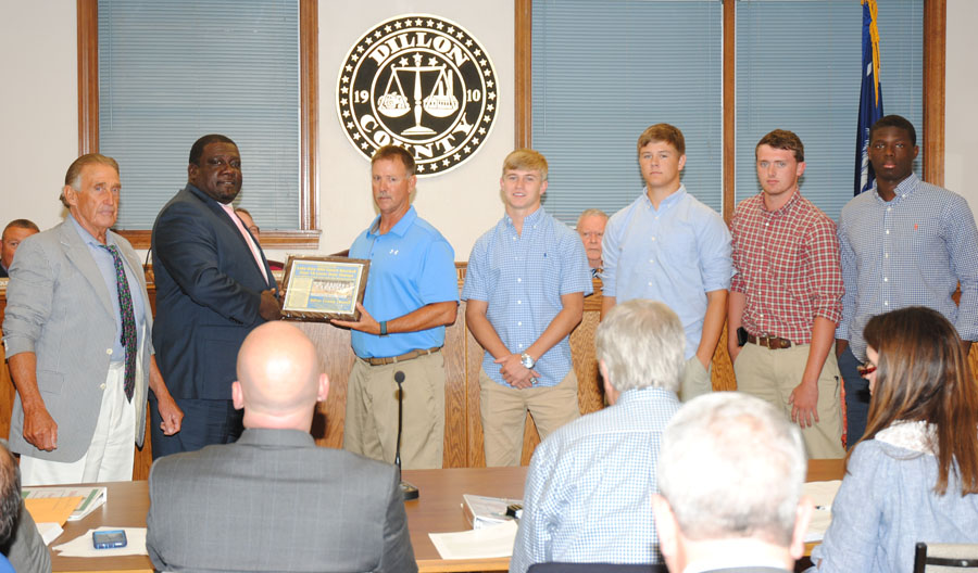 The Lake View Boys Baseball Team was presented a plaque for being Lower State Champions.